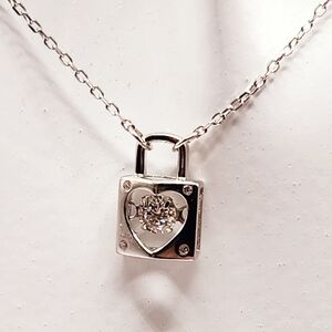 Silver Heart Lock Pendant Necklace